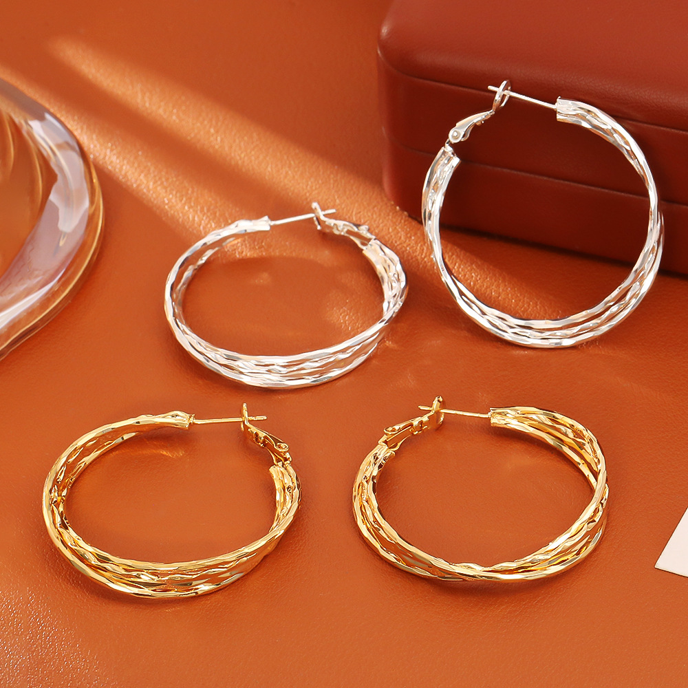 欧美风多层金属感耳环简约时尚高级感大气夸张耳饰INS风耳钉