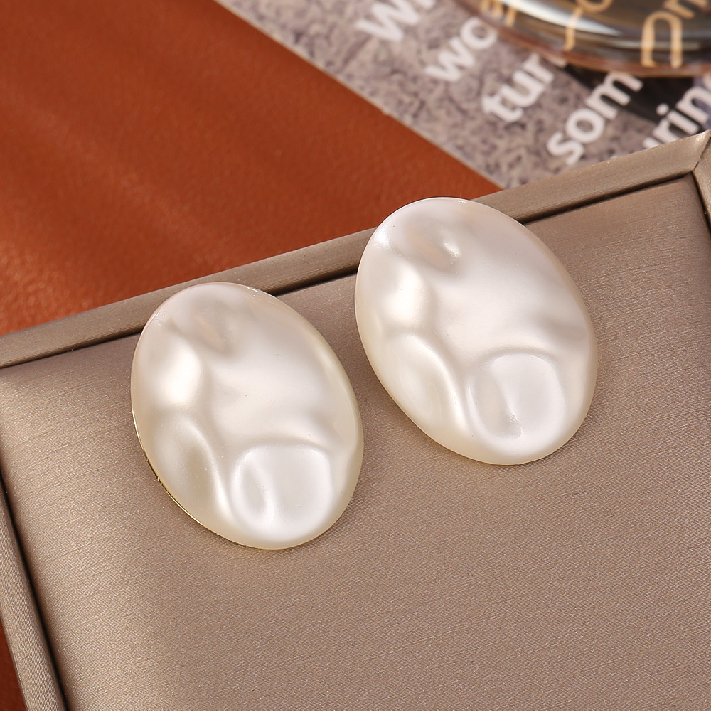 跨境欧美INS风耳钉巴洛克珍珠小众独特设计耳饰女时尚高级感饰品