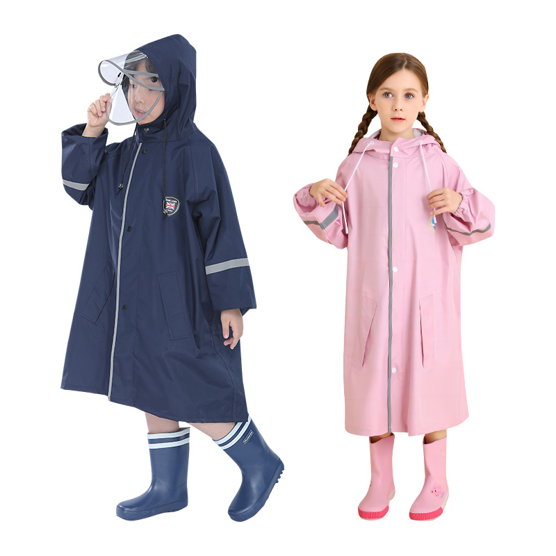 2024新款儿童雨衣小学生专用儿童雨衣男童女孩上学便携大童双帽檐