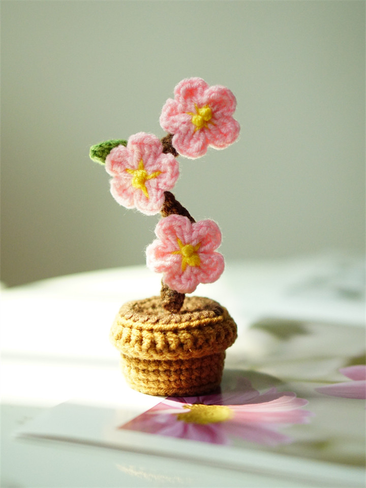 POTTED FLORETS DIY MATERIAL PACKAGE HANDMADE CROCHET WOOL TO MAKE SUNFLOWER ROSE MINI CAR ORNAMENTS