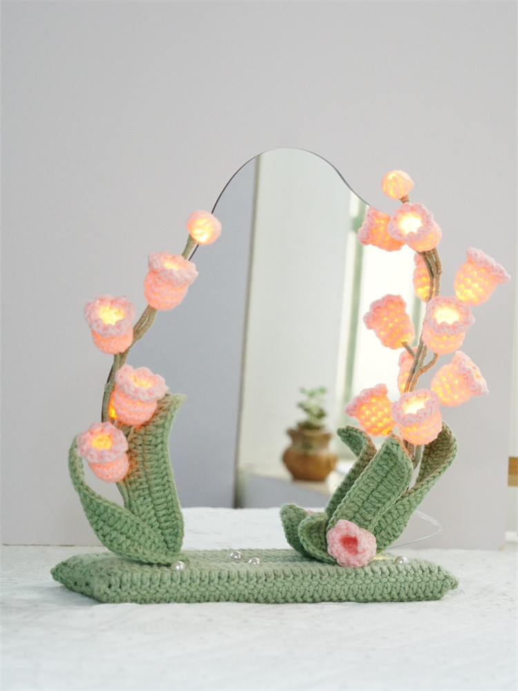 TULIPS LILY OF THE VALLEY SMALL BOUQUETS DIY HAND-WOVEN LIGHTS MAKEUP MIRROR ORNAMENTS WOOL CROCHET GIRLFRIEND GIFTS