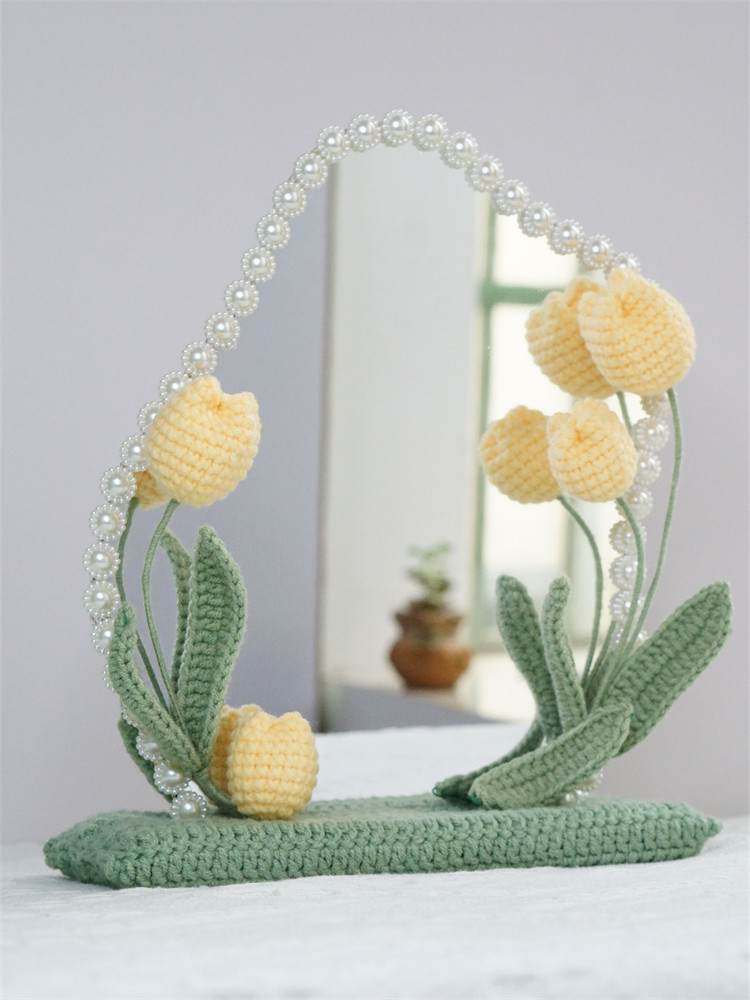 TULIPS LILY OF THE VALLEY SMALL BOUQUETS DIY HAND-WOVEN LIGHTS MAKEUP MIRROR ORNAMENTS WOOL CROCHET GIRLFRIEND GIFTS