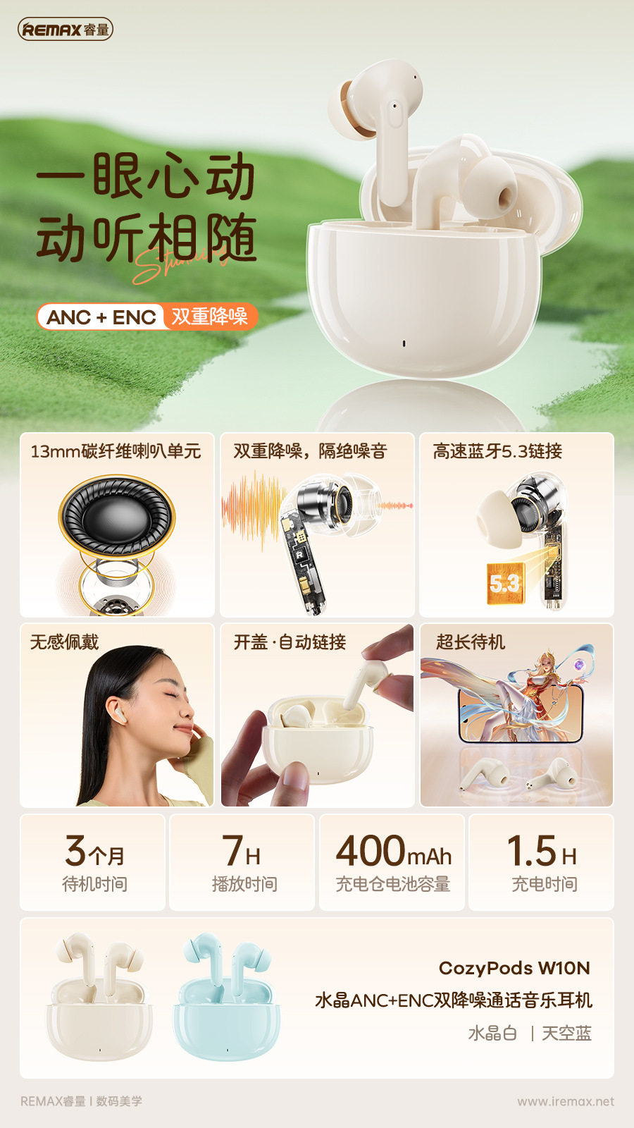REMAX睿量 水晶 ANC+ENC双降噪通话音乐耳机无线蓝牙耳机 蓝牙5.3属于什么档次？