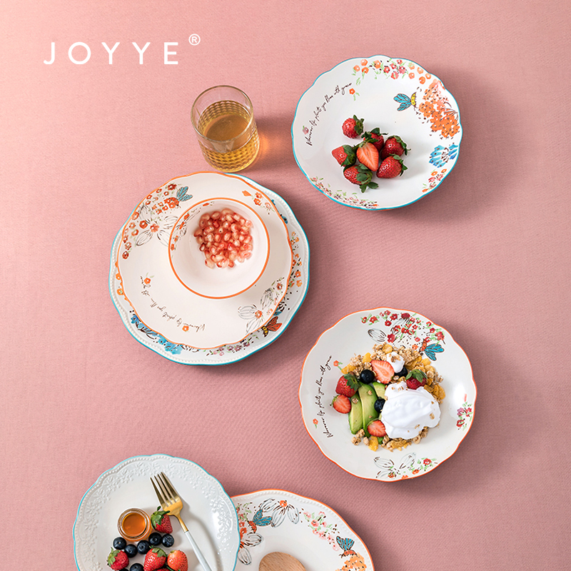 花园系列家用陶瓷釉下彩菜盘子