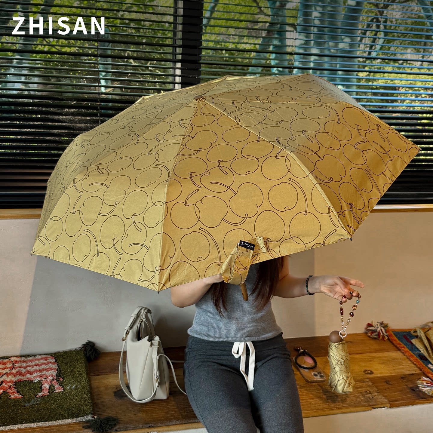 知伞苹果五折小巧防晒晴雨伞图片