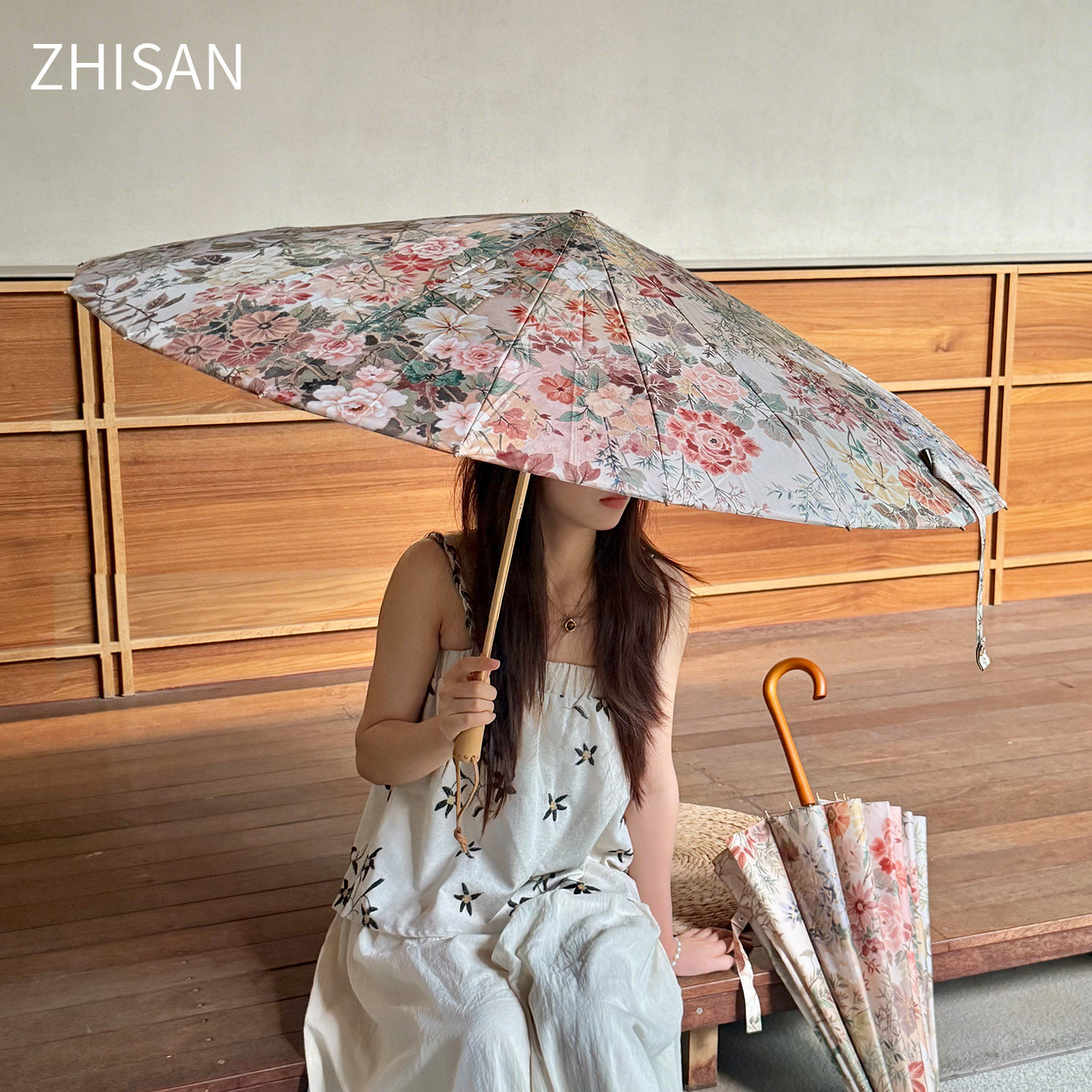 知伞复古碎花晴雨伞加大结实抗风图片