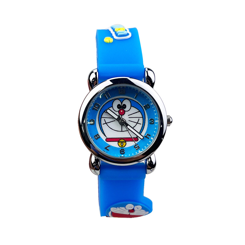 儿童识时手表宝宝学生外贸卡通哆啦A梦硅胶3D立体石英电子表