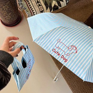 Rosy韩系晴雨伞两用女防晒防紫外线太阳伞折叠弯钩遮阳黑胶手动