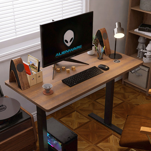 爱果乐电动升降桌智能办公学习书桌实木工作台胡桃木电脑桌桌腿