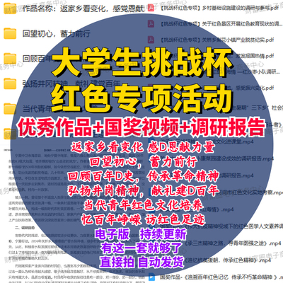 大学生挑战杯红色专项活动附往届国奖优秀视频作品调研报告摘要