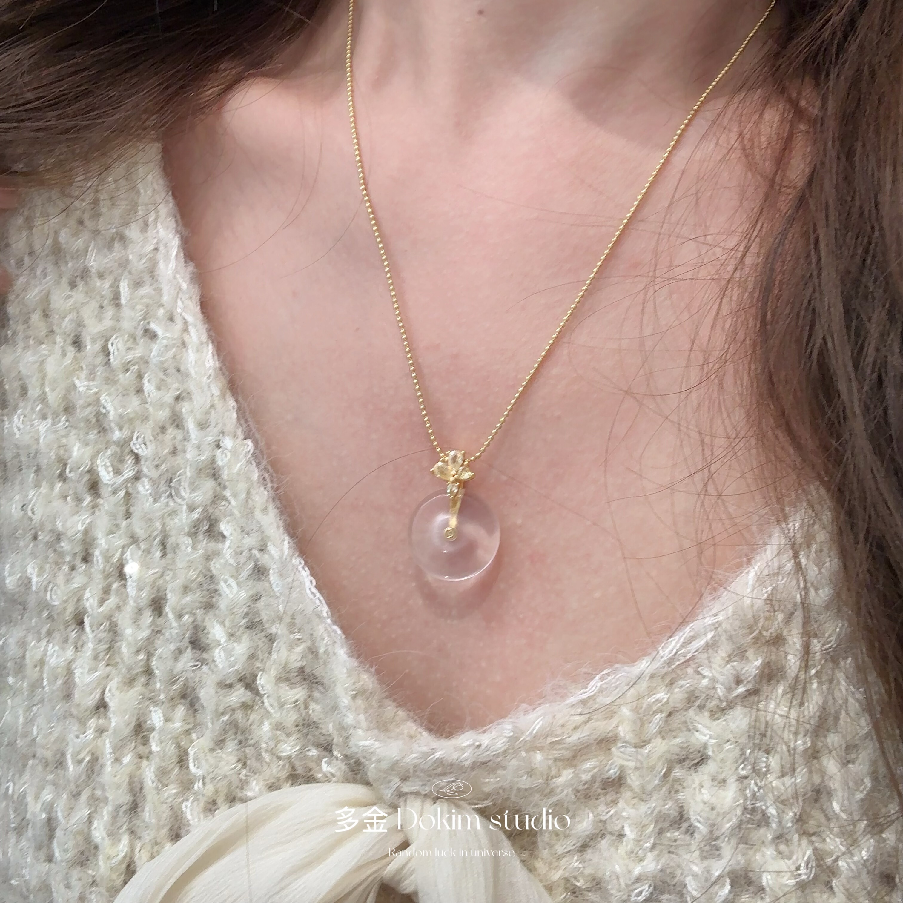 Romantic龙心同款水沫玉平安扣项链超显白富家千金贵气百搭锁骨链