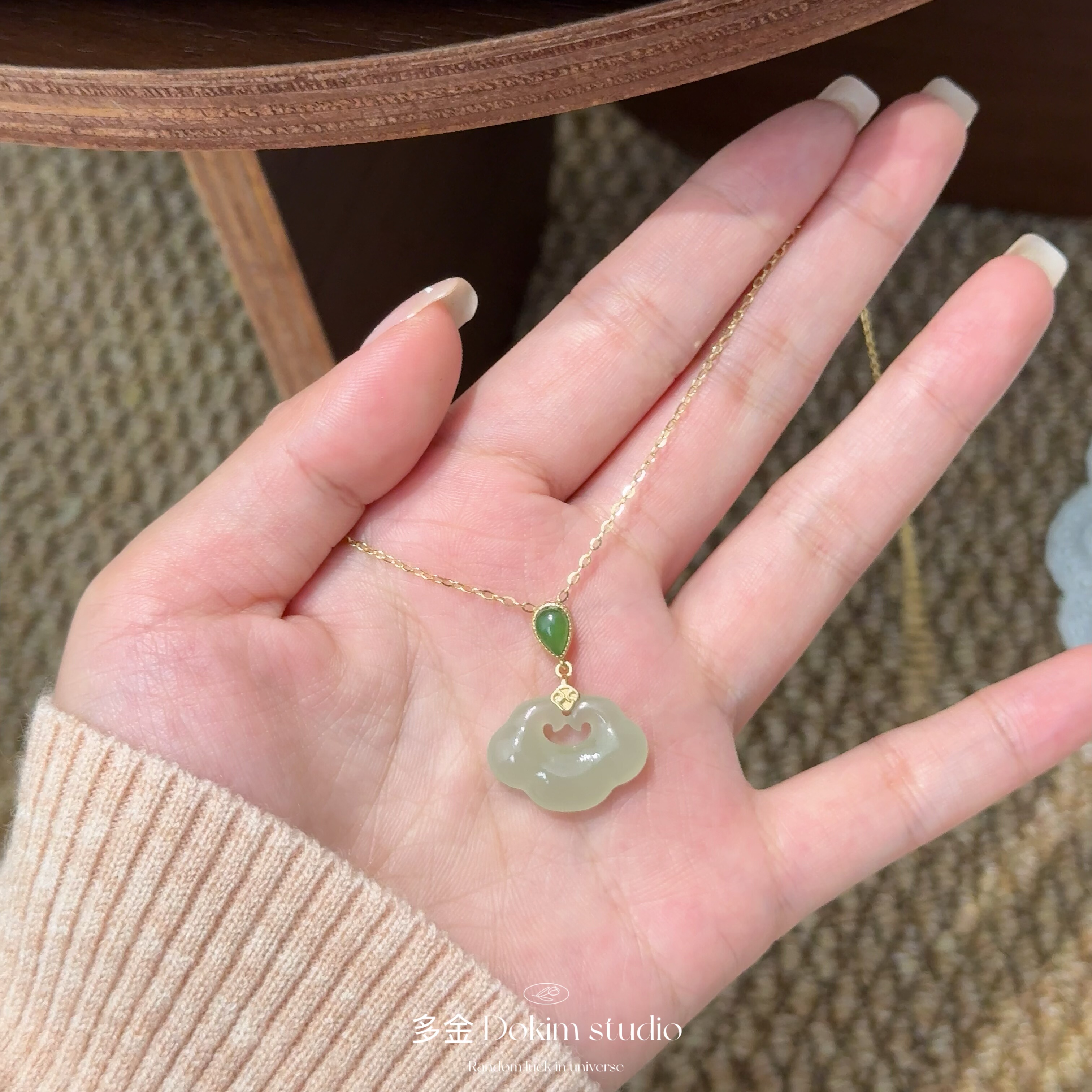 温润如玉S925纯银天然和田玉祥云锁项链新中式国风送礼物闺蜜首饰