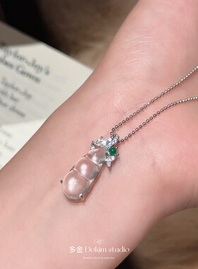 冰冰豆子天然缅甸高冰水沫玉福豆项链小众轻奢新中式高级感锁骨链