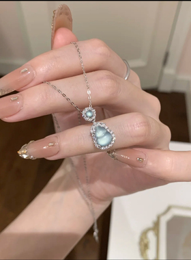 S925银天然A货翡翠危料蓝水葫芦项链显白简约百搭新中式礼物