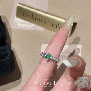 绿意盎然 S925银天然危料翡翠戒指新中式超显白百搭精致显贵首饰