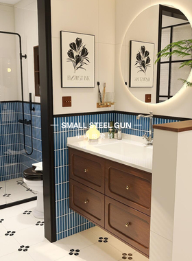 法式复古卫生间窑变蓝色马赛克瓷砖 浴室洗手间厨房墙砖防滑花砖