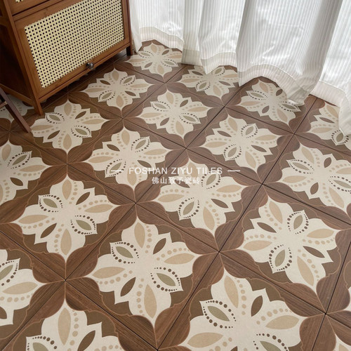 法式复古300x300全瓷仿木纹花砖