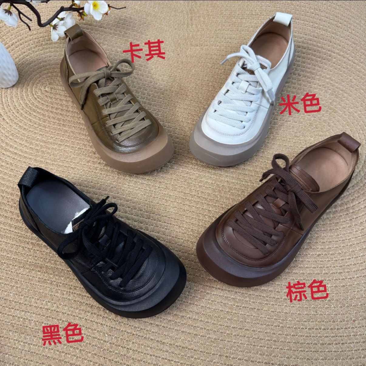 头层牛皮2025新款复古高端头层牛皮短靴休闲厚底真皮马丁靴女