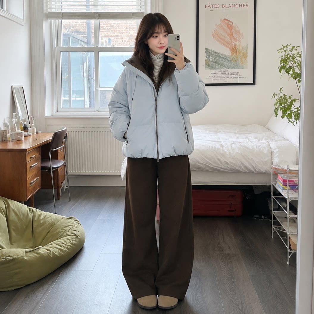 90白鸭绒羽绒服女2026年新款韩版冬季女款撞色户外加厚小个子短款图片