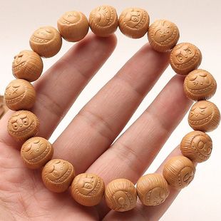 猴头桃核雕刻拉布布手串文玩可爱单圈男女友送礼物学生单面土豪串