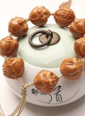 大灯泡弥勒大籽橄榄核光面佛珠