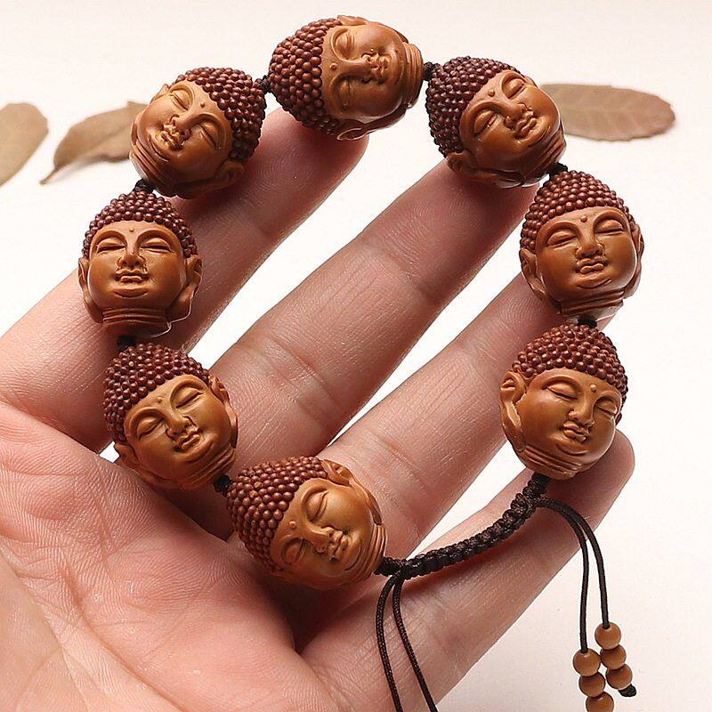 橄榄核手串烫染大日如来阿弥陀佛核雕宝宝佛头文玩手工雕刻橄榄胡