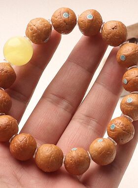 正宗尼泊尔凤眼菩提子手串精品镶嵌菱镁矿绿松石单圈佛珠男女手链