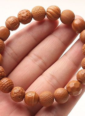 天然猴头桃核雕刻打磨趣味多宝手串鲨鱼背瓜珠老型文玩佛珠手持男