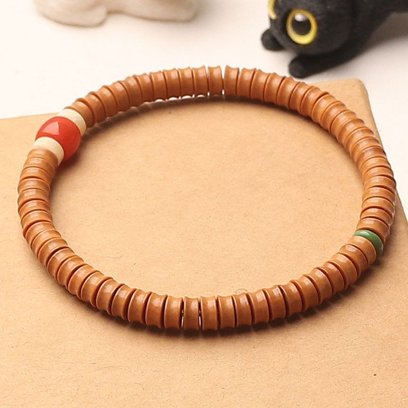 单圈橄榄核直切药片配饰DIY车轮珠天然精品隔片情侣款手链老型男