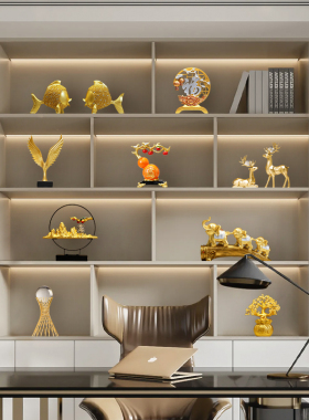 高端大气上档次办公室工艺品摆件书房博古架摆设客厅酒柜招财装饰