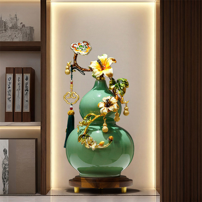 五福招财葫芦摆件高档新中式客厅玄关酒柜电视柜装饰乔迁新居礼物