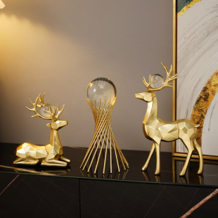 中式鹿创意轻奢招财摆件高档家居装饰品玄关现代简约客厅电视酒柜