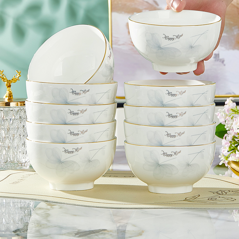 陶瓷碗家用新款2025米饭碗盘套装简约轻奢餐具微波炉专用碗碟套装