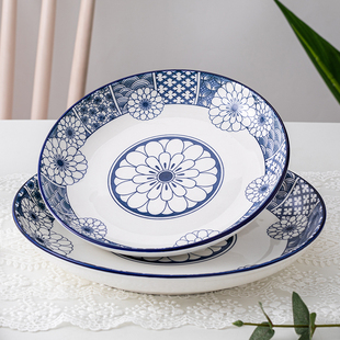 陶瓷12寸大圆盘子超特大号家用剁椒鱼头专用大盘鸡盘子10寸加深盘