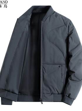 灰鸭绒秋冬短款羽绒服男士