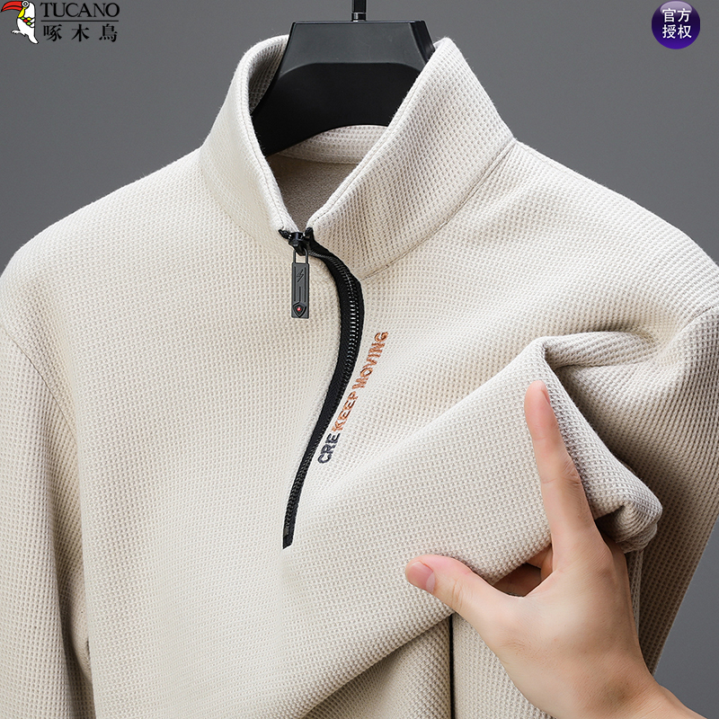 半拉链休闲男士上衣啄木鸟春秋款
