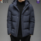 啄木鸟中年男士 商务羽绒服秋冬季 休闲加厚保暖可拆卸帽白鸭绒外套