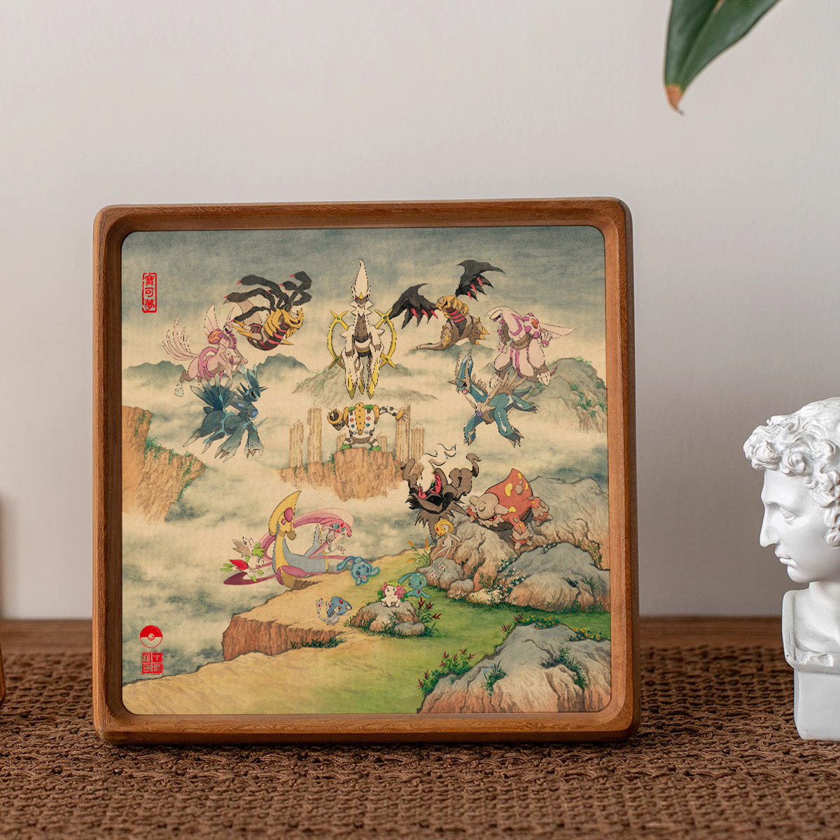 《神奥丨传说》中国风宝可梦创意国画山水高清喷绘装饰画桌面摆台