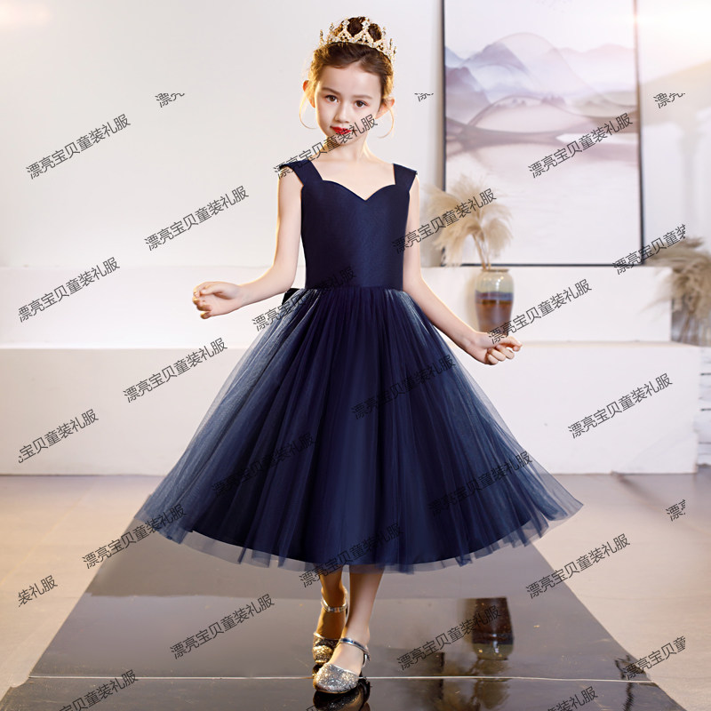 女童晚礼服小提琴演奏礼服长儿童合唱乐团表演裙儿童钢琴演服走秀