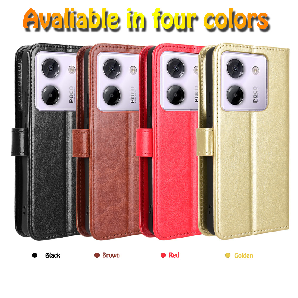 适用 小米 Poco M7 Pro 5G 手机壳疯马纹支架插卡全包防摔保护皮套