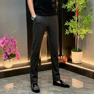 复F古人纹商务时尚 YANSb轻奢男装 休闲裤 男士 加厚显瘦直筒 秋冬新款