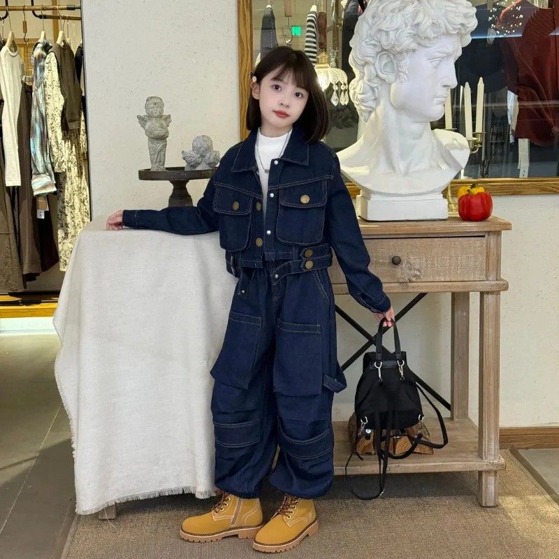 萌品优选童装女童秋装2025新款气质束脚哈伦裤设计款工装牛仔两套,童装/婴儿装/亲子装,套装,淘宝优惠券,粉丝福利购,淘宝优惠卷