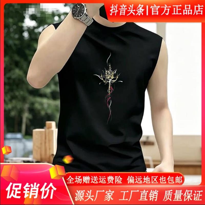 北嘉服饰轻奢潮流背心恤男士2026新款夏季纯棉半袖潮流宽松背心
