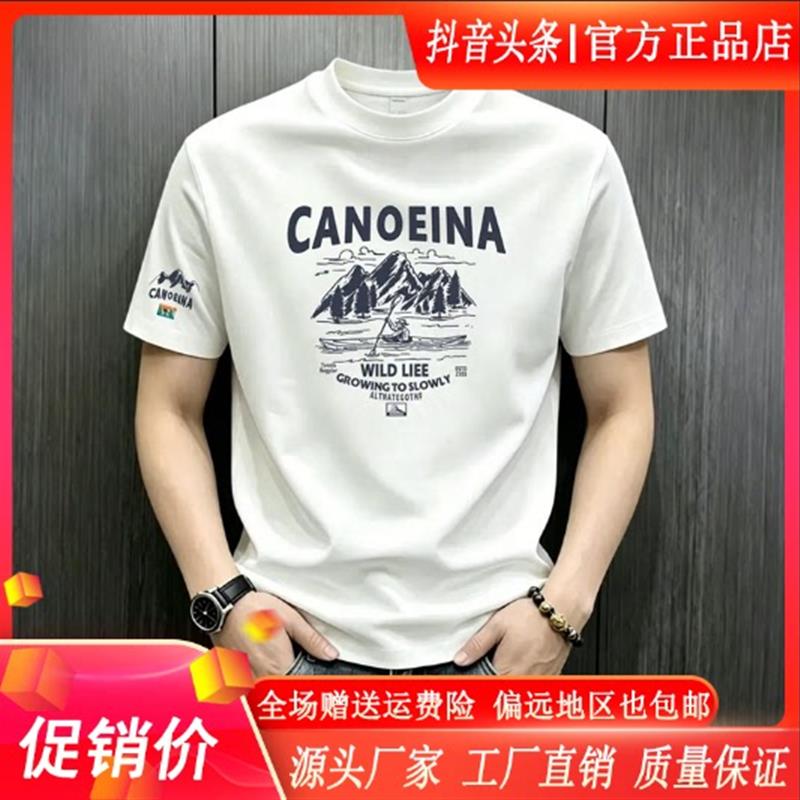 师凯服饰Amphelisia夏季新款男士短袖恤简约印花宽松潮流圆领t恤
