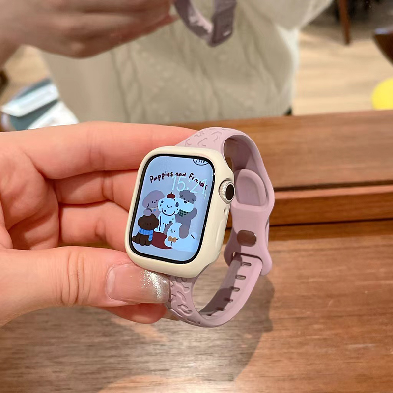 豹纹小蛮腰硅胶蝴蝶扣适用于applewatch苹果手表iwatchS9/8/7SE女