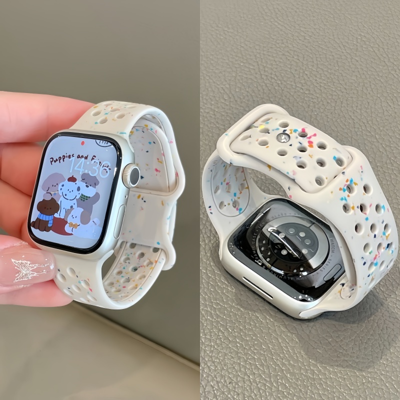 彩点洞洞运动透气硅胶表带适用AppleWatch苹果手表iwatchS9/8通用