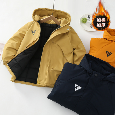男童外套秋冬款2025新款冬季男孩冲锋衣中大儿童冬装夹棉加厚棉服