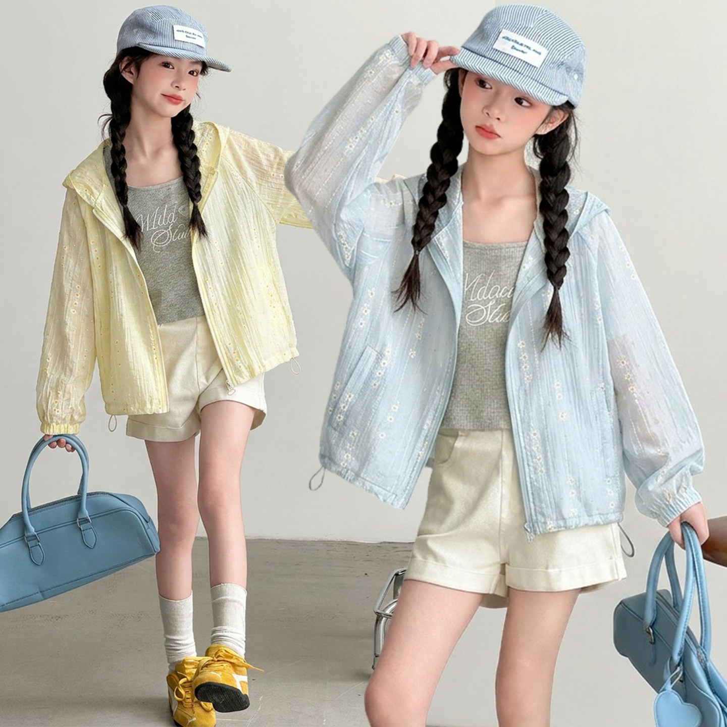 女童薄款外套春夏2026新款儿童宽松防晒衣中大童连帽冰丝速干上衣