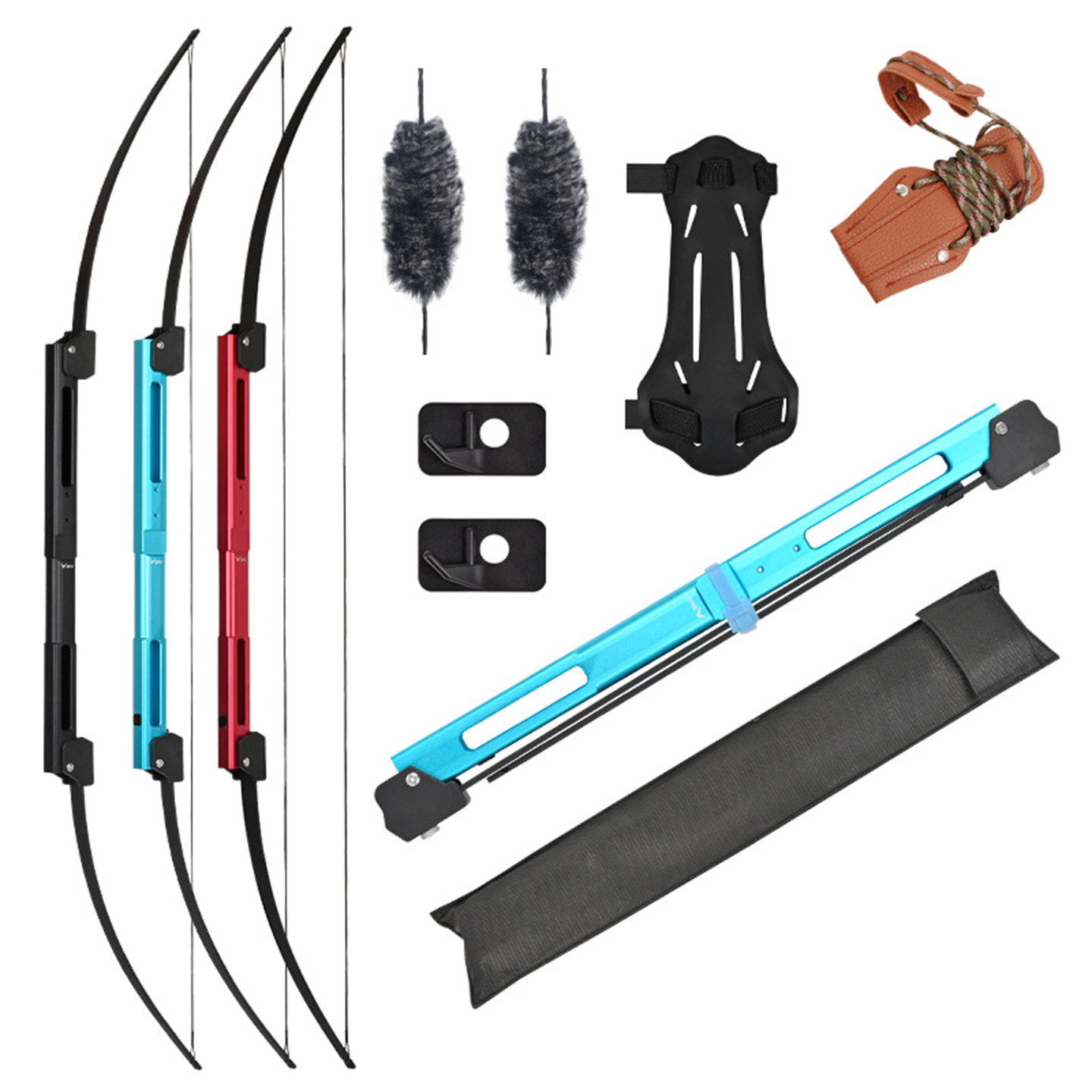 便携式金属折叠弓箭套装户外射箭射击反曲弓配件全套装备双箭台