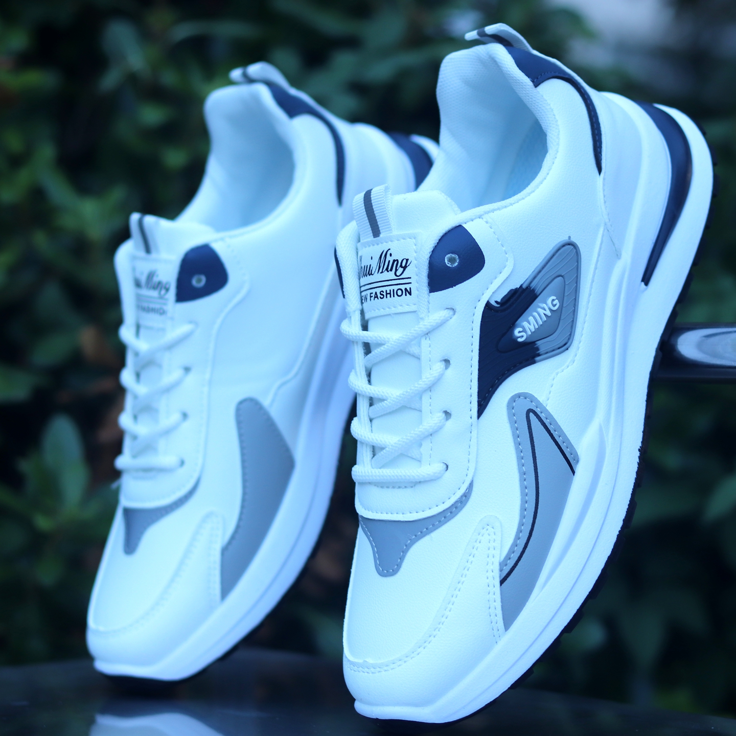 男鞋秋冬防水皮面运动鞋男跑步鞋